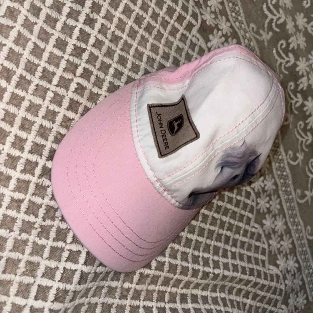 John Deere Pink and White Kids Horse Baseball Cap - Picture 2 of 5